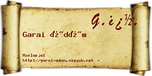 Garai Ádám névjegykártya